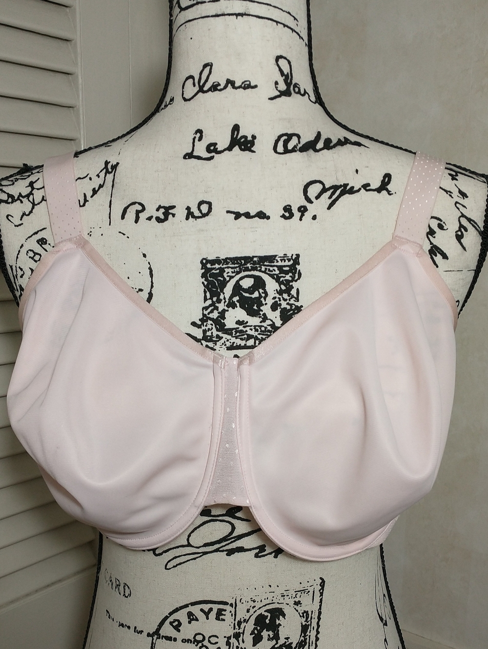 Wacoal Pink Underwire Polka Dot Bra, Size 38G, Adjustable Straps